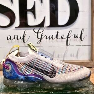 Nike Air VaporMax 2020 Flyknit GS Platinum Multi-Color Youth Sz 5Y #CJ4069-003